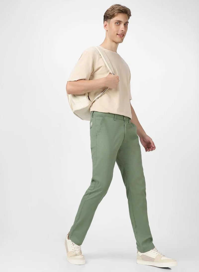 Urbano Fashion  Urbano Fashion Men's Green Cotton Slim Fit Casual Chinos Trousers for Men | Best Price UAE